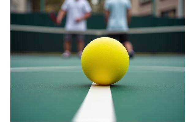 A low dink shot being played over the pickleball net