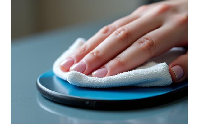 Close-up of a pickleball paddle being cleaned